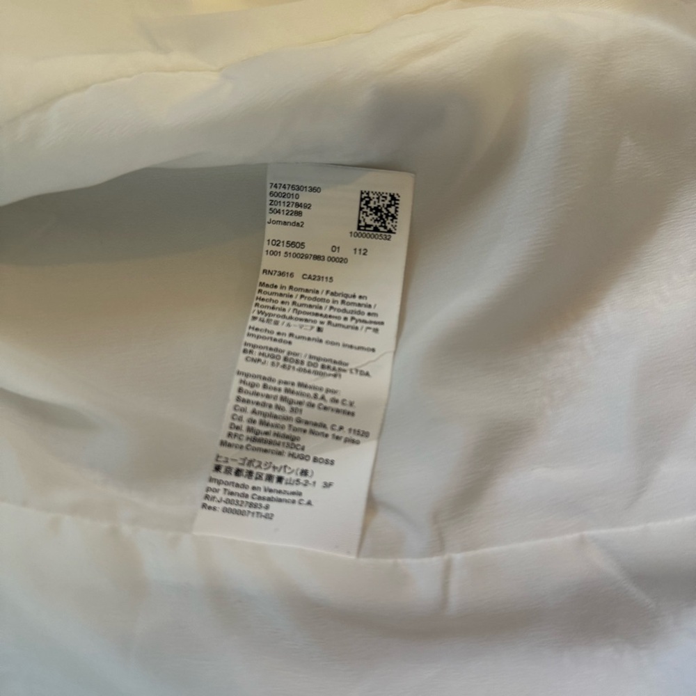 Hugo Boss BOSS White Cream Striped Tweed Blazer Womens Office Wear Womens Sz 14 - Picture 9 of 10